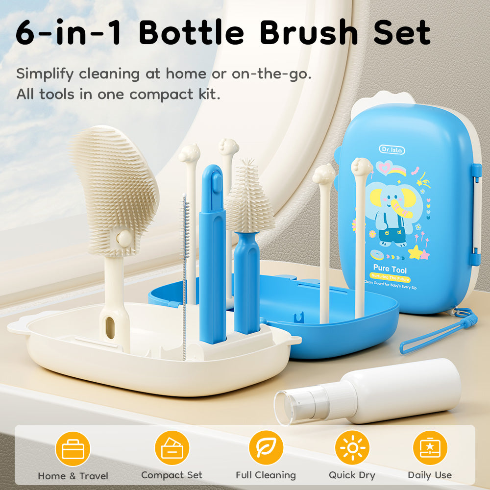Ensemble de brosses de nettoyage pour biberons 6 en 1 - PT10