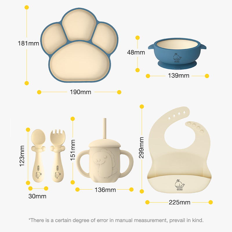 Ensemble de 5 pièces de vaisselle en silicone pour bébé - BT05